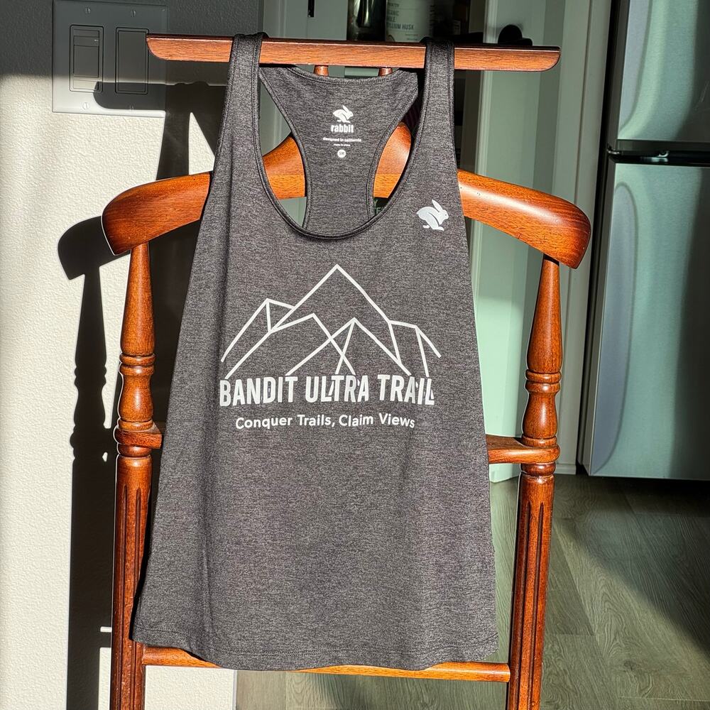 Rabbit Bandit Ultra Trail Running Tank Top Black Heather Racerback Performance S